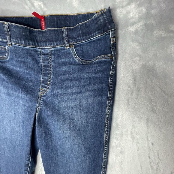 🌼Spanx Jeans Women's Size L Blue Slimming Stretch Dark Wash Denim High Rise🌼🌼 - Picture 4 of 16